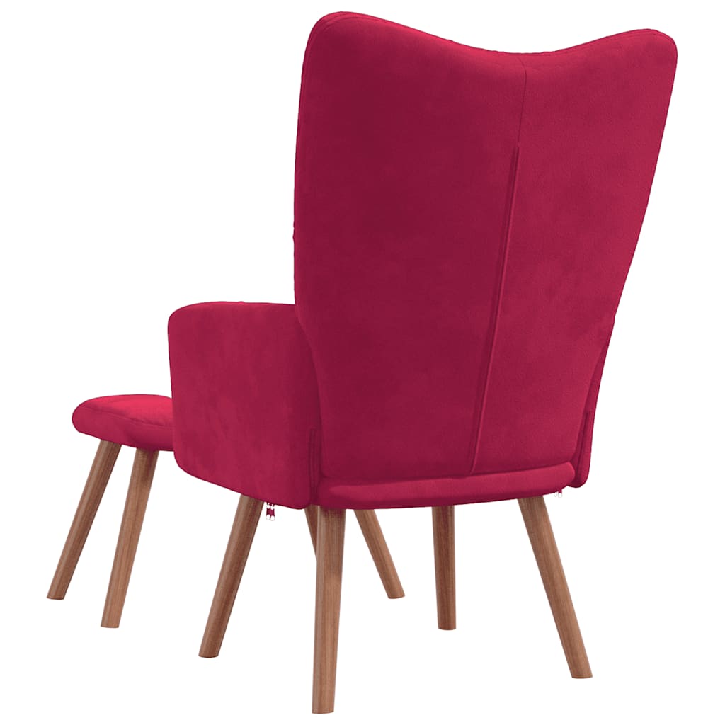 vidaXL Relaxsessel mit Hocker Weinrot Samt