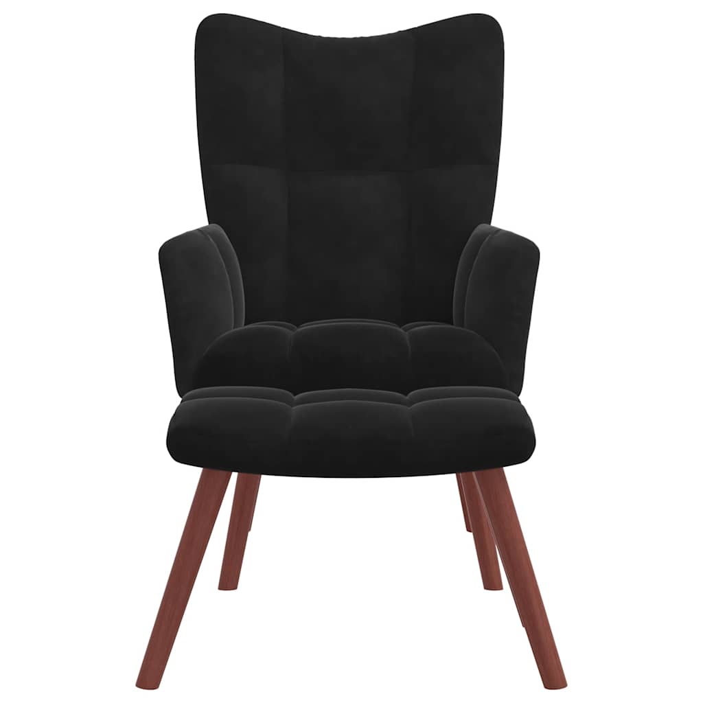 vidaXL Relaxsessel mit Hocker Schwarz Samt