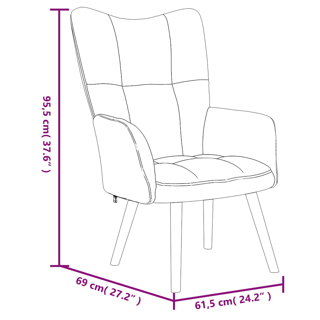 vidaXL Relaxsessel mit Hocker Schwarz Samt