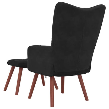vidaXL Relaxsessel mit Hocker Schwarz Samt