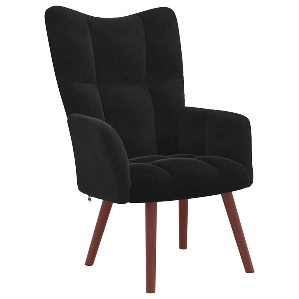 vidaXL Relaxsessel mit Hocker Schwarz Samt