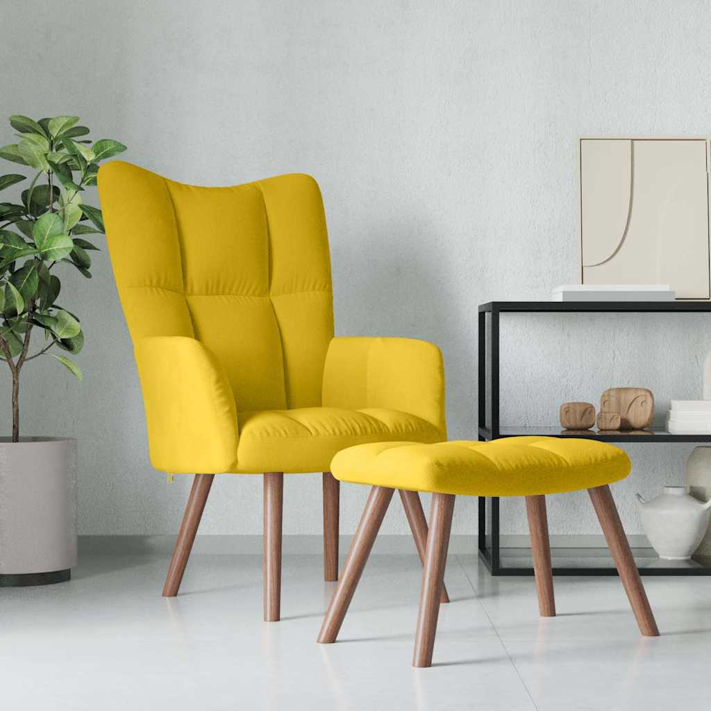 vidaXL Relaxsessel mit Hocker Senfgelb Samt