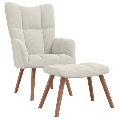 vidaXL Relaxsessel mit Hocker Cremeweiß Samt