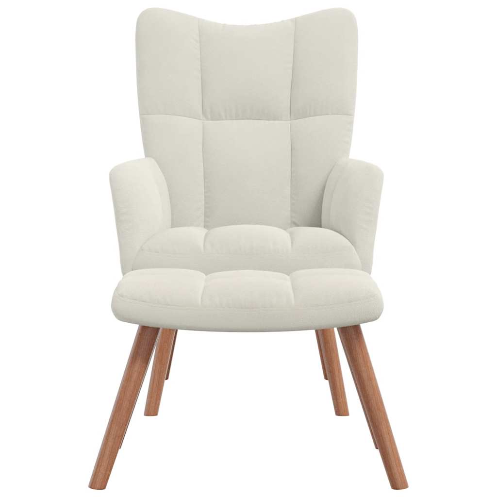 vidaXL Relaxsessel mit Hocker Cremeweiß Samt