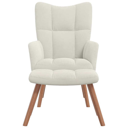 vidaXL Relaxsessel mit Hocker Cremeweiß Samt