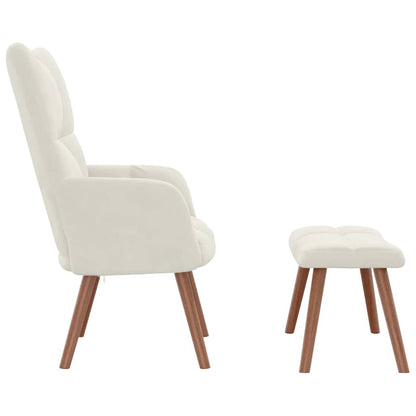 vidaXL Relaxsessel mit Hocker Cremeweiß Samt