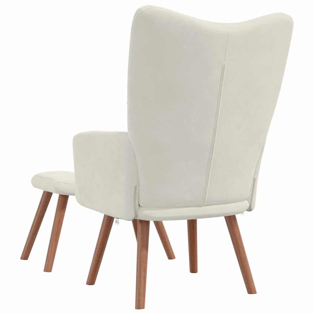 vidaXL Relaxsessel mit Hocker Cremeweiß Samt