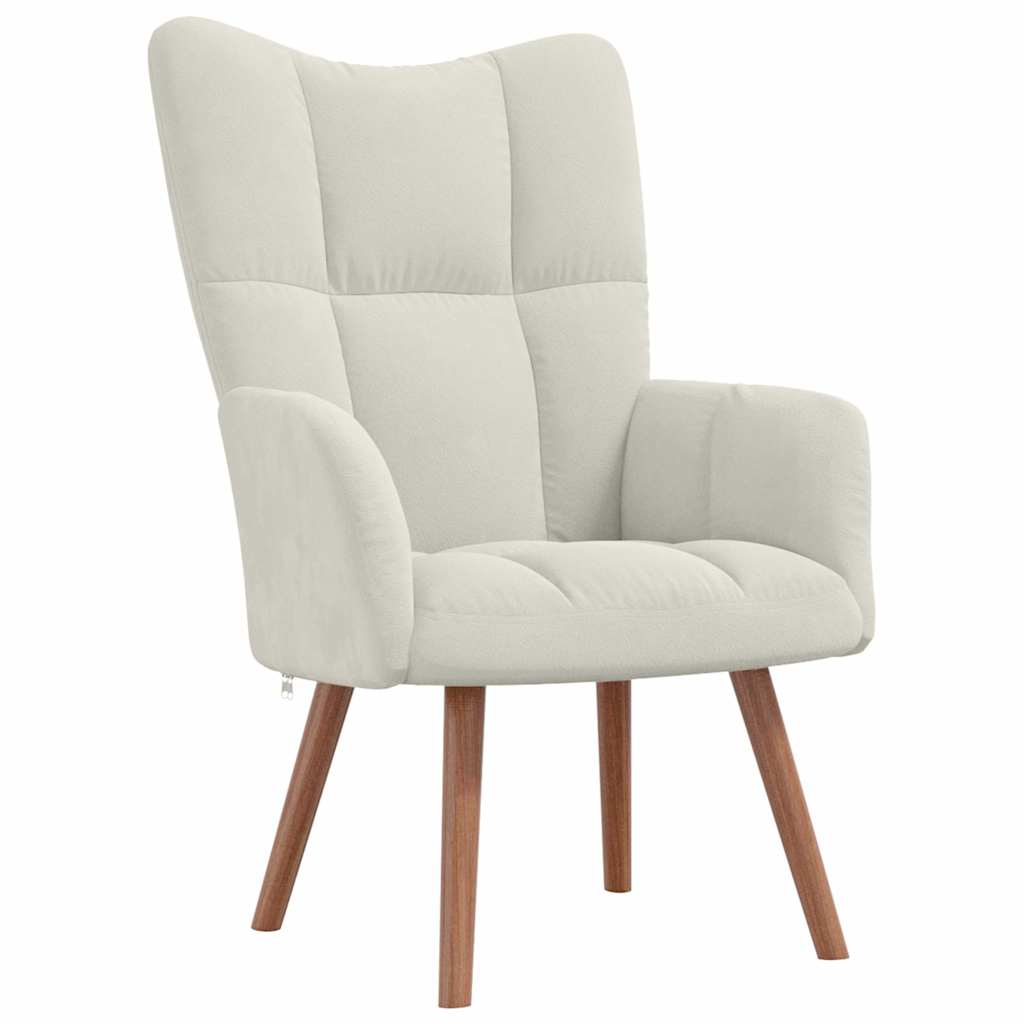vidaXL Relaxsessel mit Hocker Cremeweiß Samt