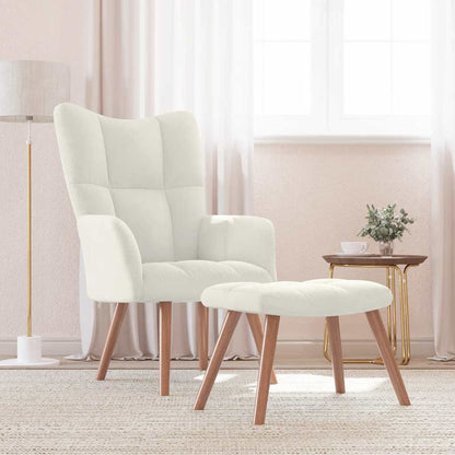 vidaXL Relaxsessel mit Hocker Cremeweiß Samt