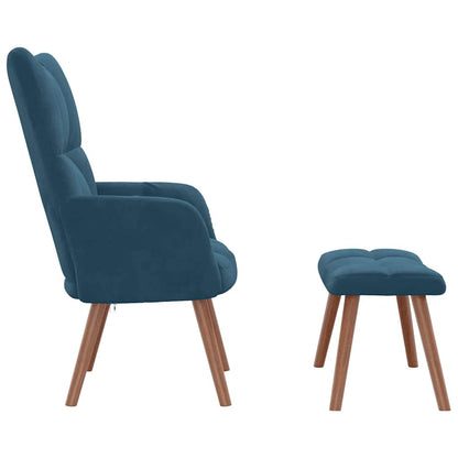 vidaXL Relaxsessel mit Hocker Blau Samt