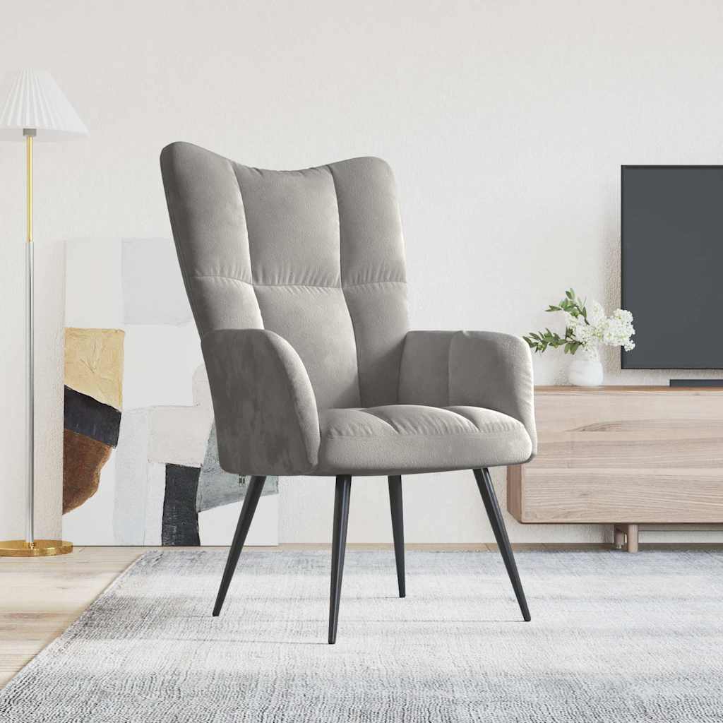 vidaXL Fauteuil de relaxation gris clair velours