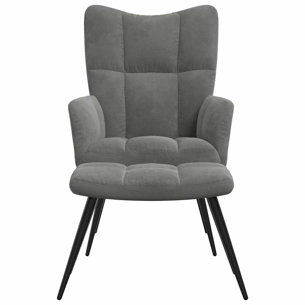 vidaXL Relaxsessel mit Hocker Dunkelgrau Samt