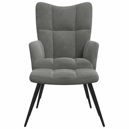 vidaXL Relaxsessel mit Hocker Dunkelgrau Samt