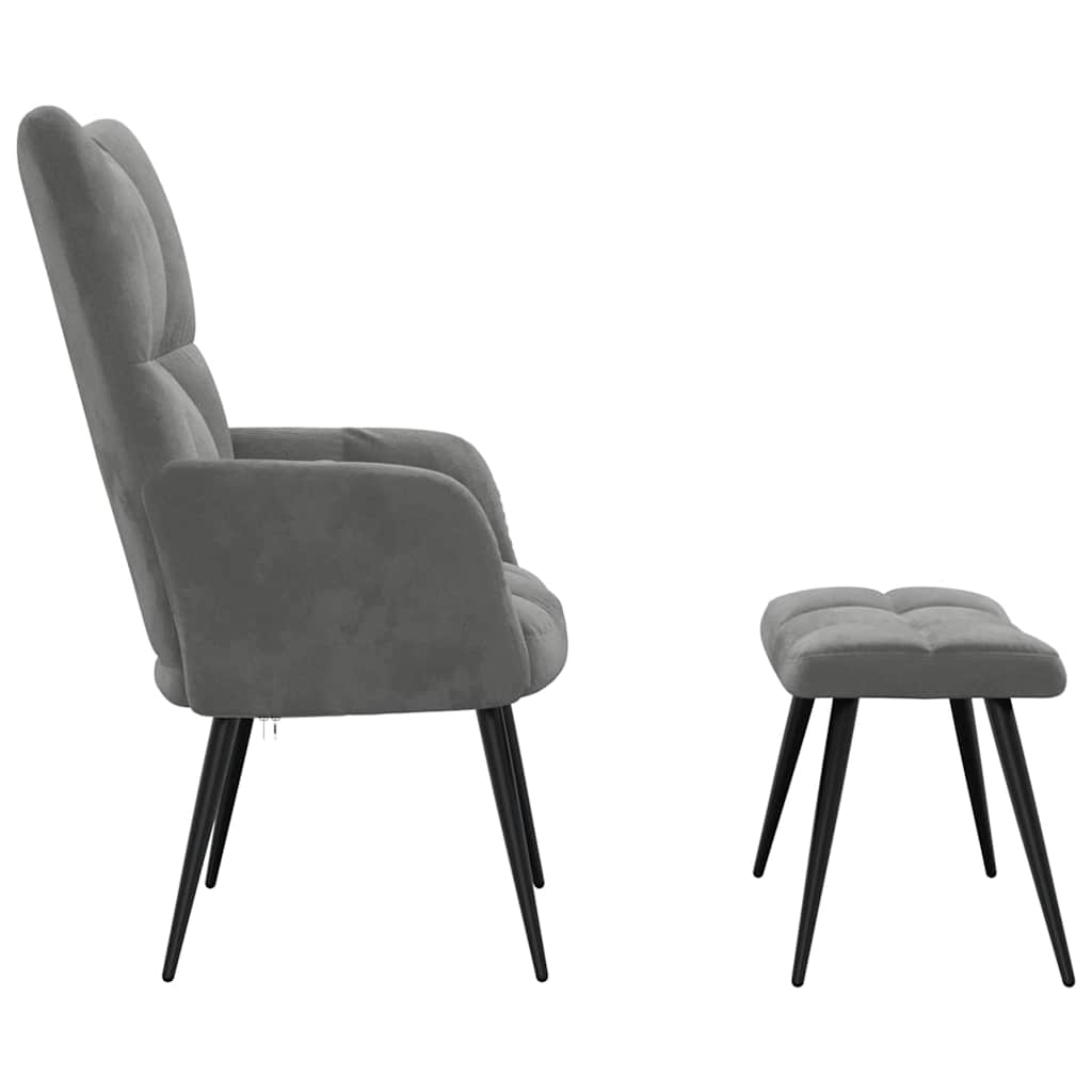 vidaXL Relaxsessel mit Hocker Dunkelgrau Samt