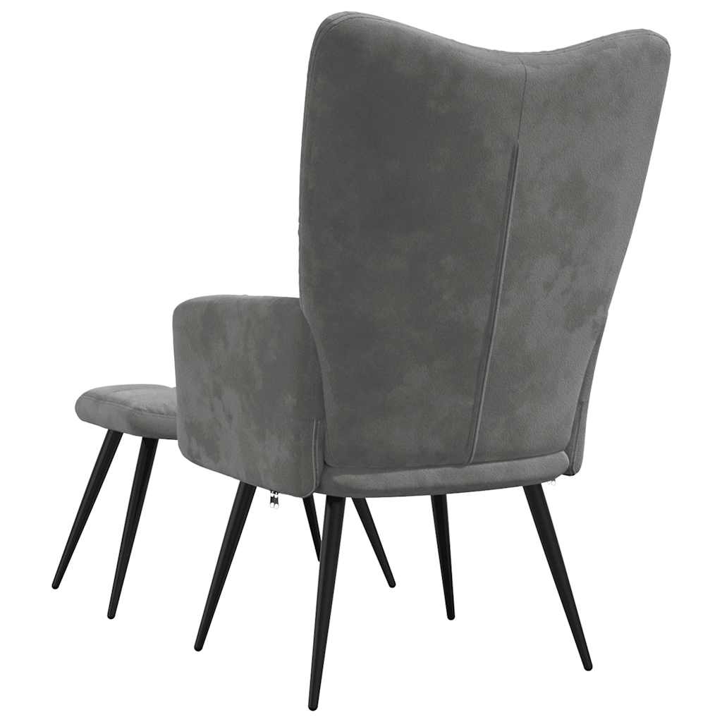 vidaXL Relaxsessel mit Hocker Dunkelgrau Samt
