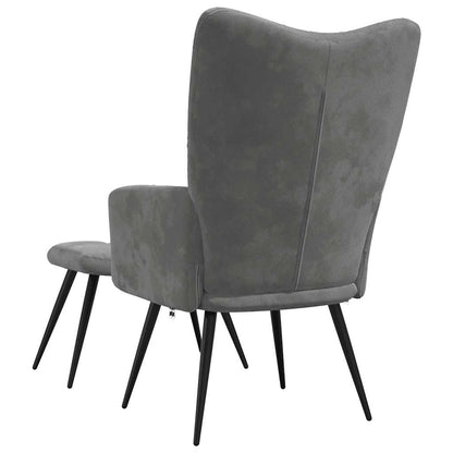 vidaXL Relaxsessel mit Hocker Dunkelgrau Samt