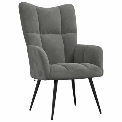 vidaXL Relaxsessel mit Hocker Dunkelgrau Samt