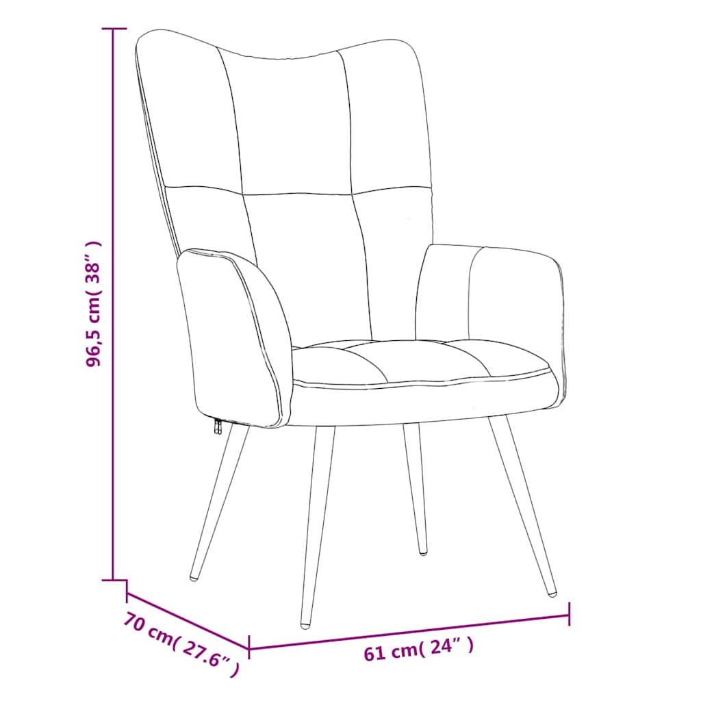 vidaXL Relaxsessel mit Hocker Dunkelgrau Samt