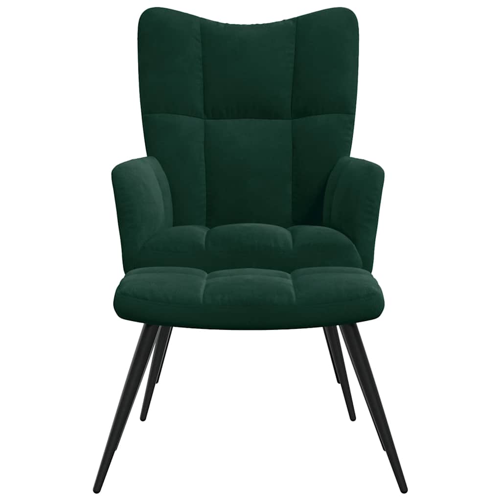 vidaXL Relaxsessel mit Hocker Dunkelgrün Samt