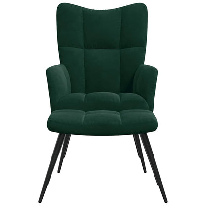 vidaXL Relaxsessel mit Hocker Dunkelgrün Samt