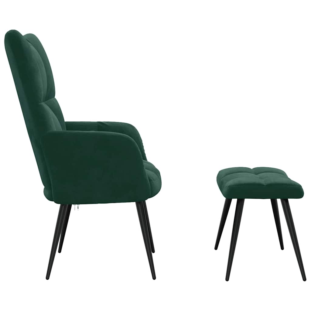 vidaXL Relaxsessel mit Hocker Dunkelgrün Samt