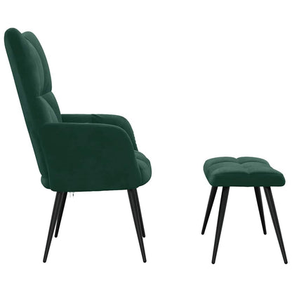 vidaXL Relaxsessel mit Hocker Dunkelgrün Samt