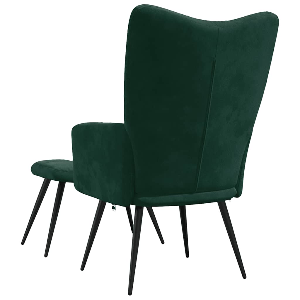 vidaXL Relaxsessel mit Hocker Dunkelgrün Samt