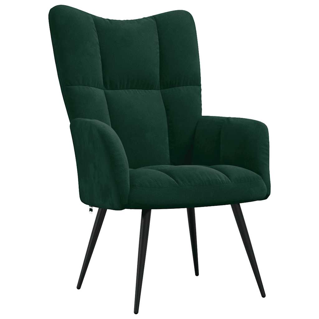 vidaXL Relaxsessel mit Hocker Dunkelgrün Samt