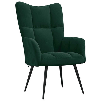 vidaXL Relaxsessel mit Hocker Dunkelgrün Samt