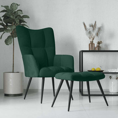 vidaXL Relaxsessel mit Hocker Dunkelgrün Samt