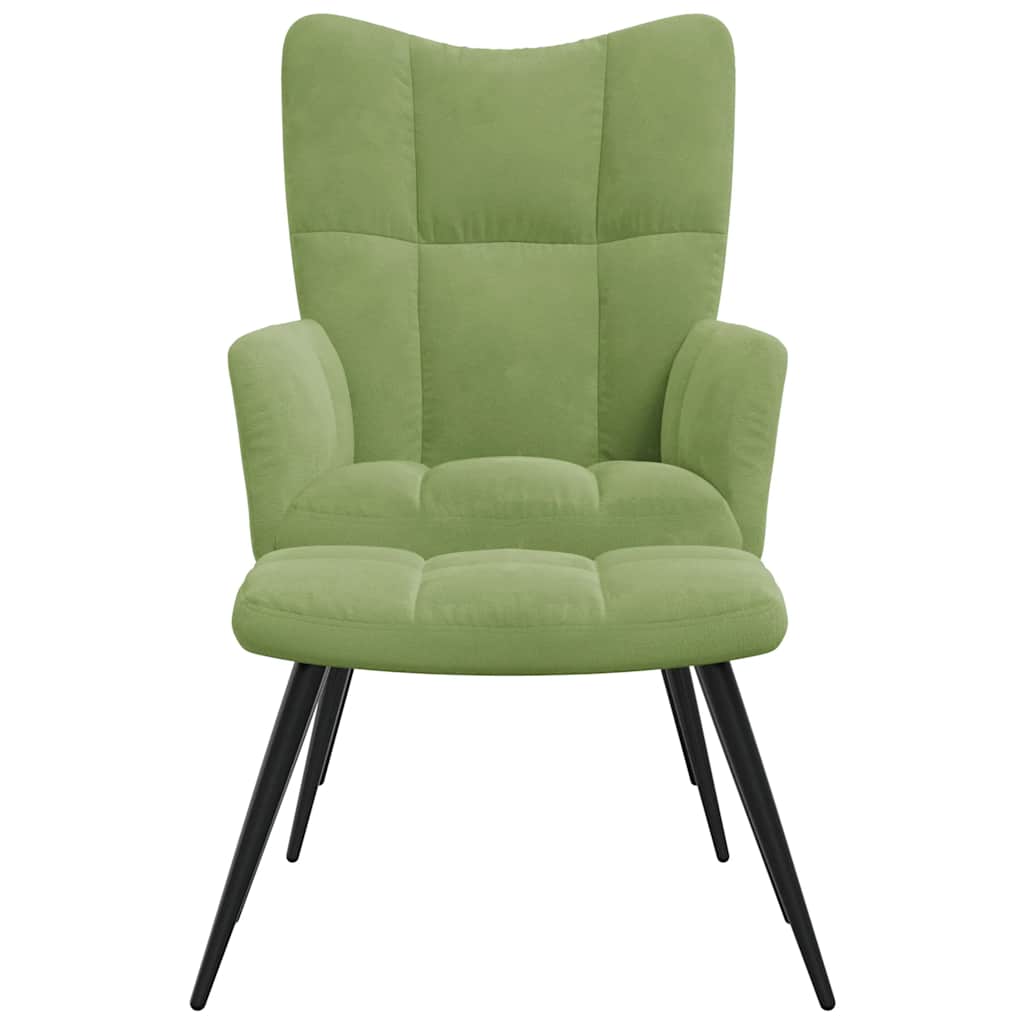 vidaXL Relaxsessel mit Hocker Hellgrün Samt