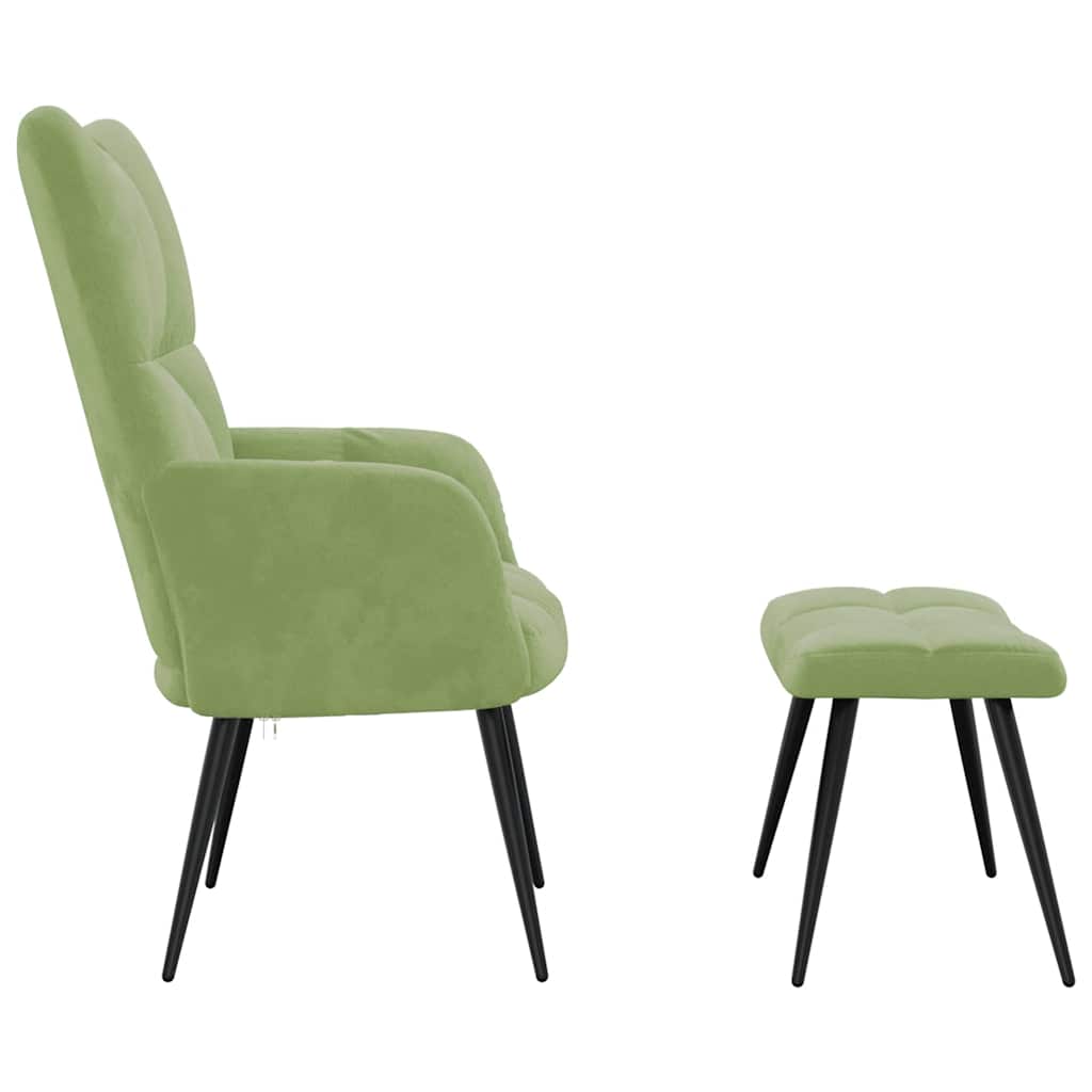 vidaXL Relaxsessel mit Hocker Hellgrün Samt