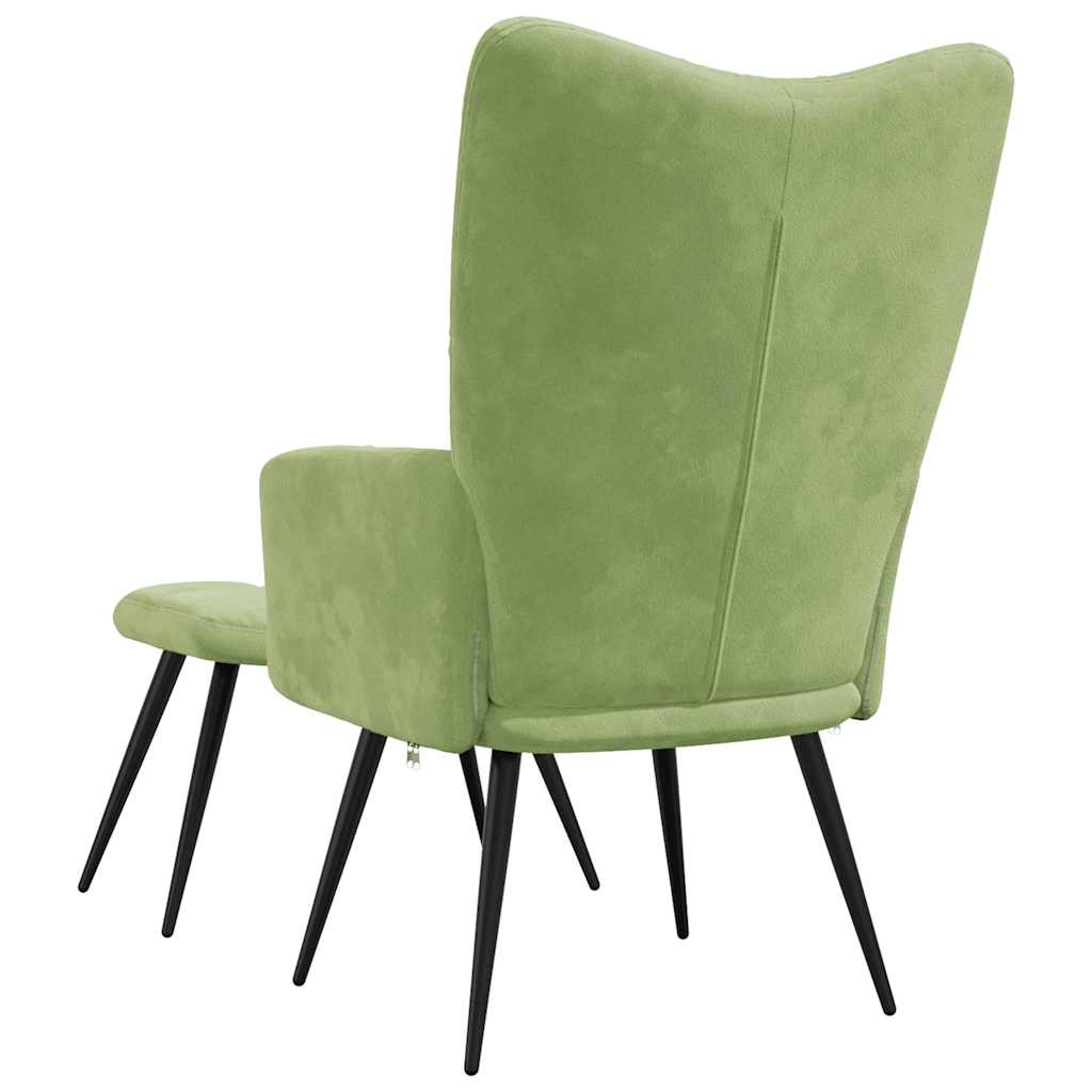 vidaXL Relaxsessel mit Hocker Hellgrün Samt