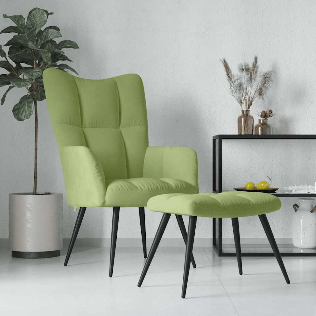 vidaXL Relaxsessel mit Hocker Hellgrün Samt