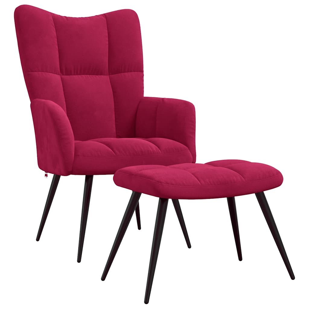 vidaXL Relaxsessel mit Hocker Weinrot Samt