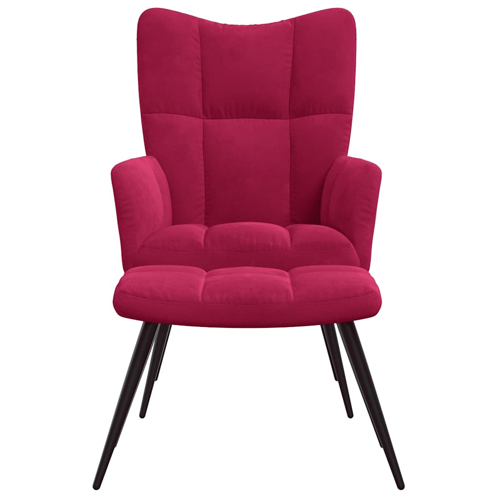 vidaXL Relaxsessel mit Hocker Weinrot Samt