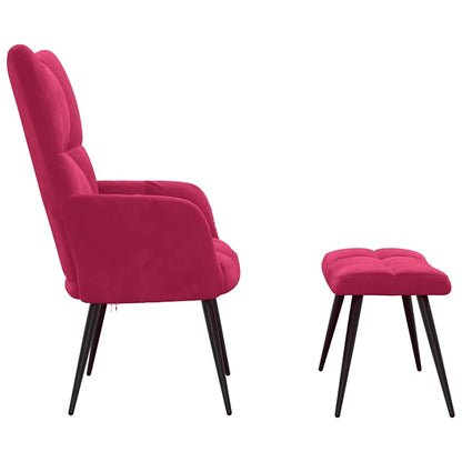 vidaXL Relaxsessel mit Hocker Weinrot Samt
