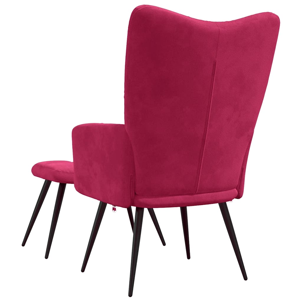 vidaXL Relaxsessel mit Hocker Weinrot Samt