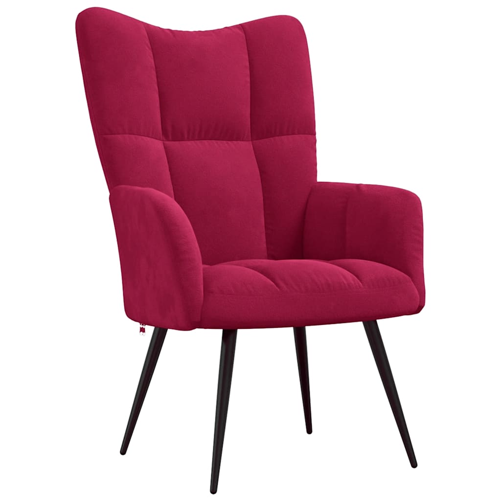 vidaXL Relaxsessel mit Hocker Weinrot Samt