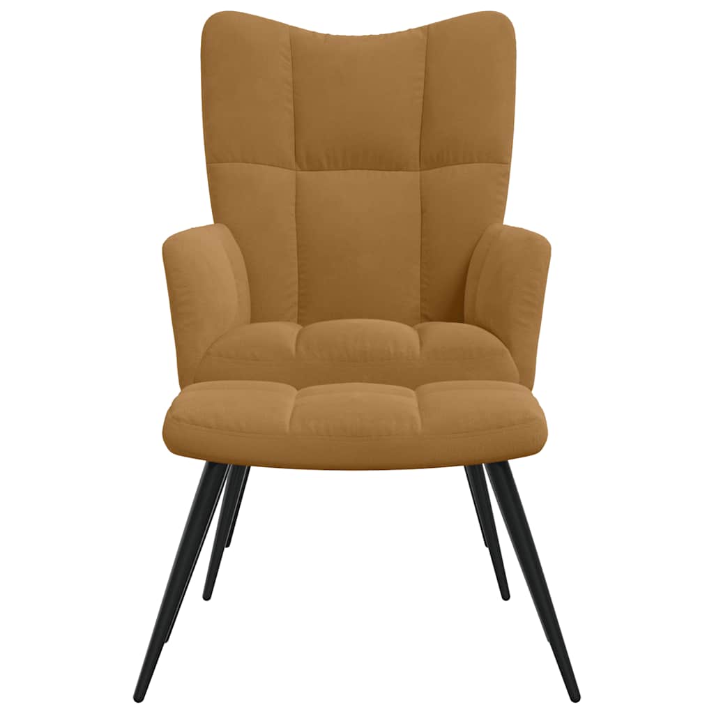 vidaXL Relaxsessel mit Hocker Braun Samt