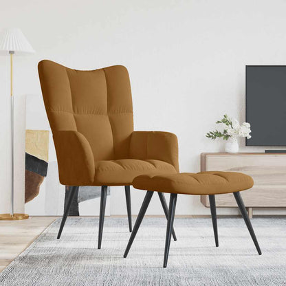 vidaXL Relaxsessel mit Hocker Braun Samt