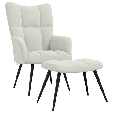 vidaXL Relaxsessel mit Hocker Cremeweiß Samt