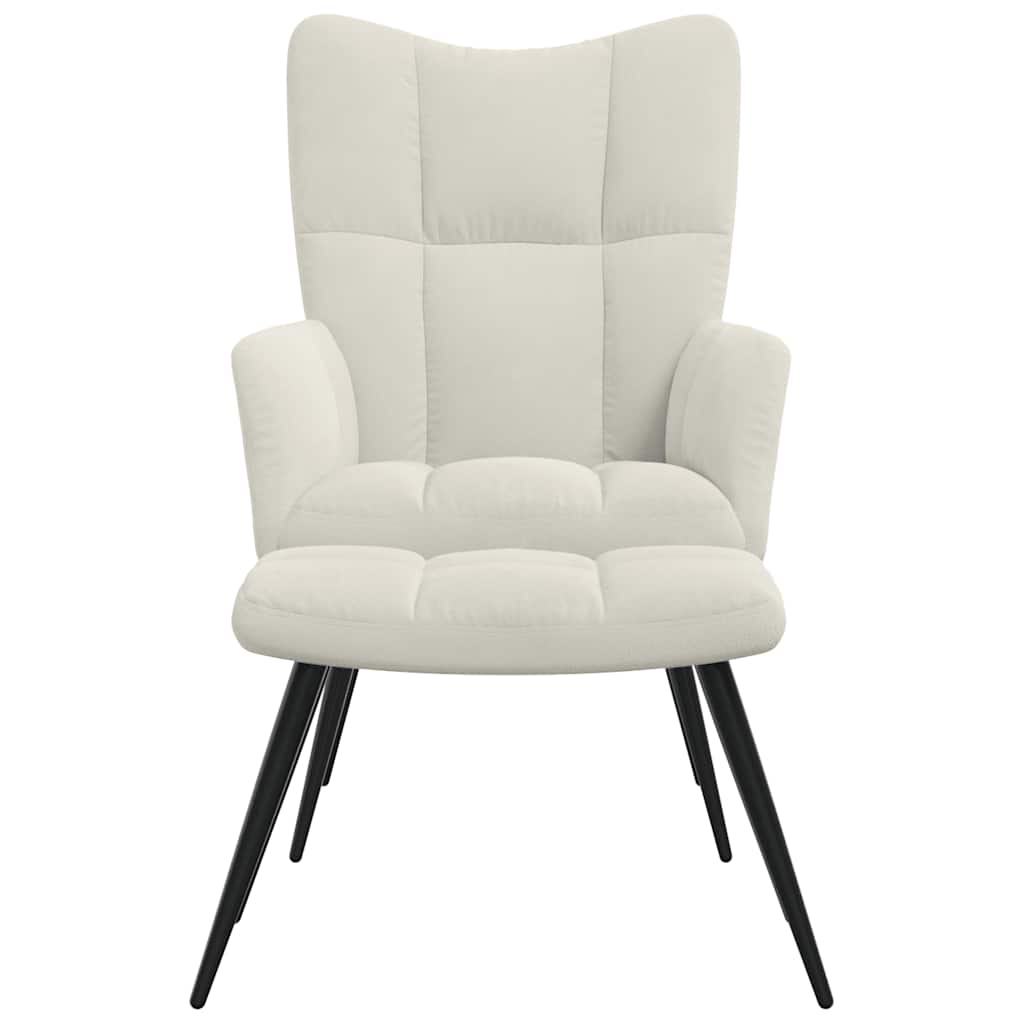 vidaXL Relaxsessel mit Hocker Cremeweiß Samt