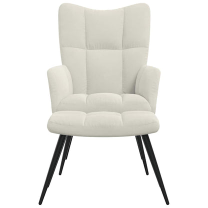 vidaXL Relaxsessel mit Hocker Cremeweiß Samt