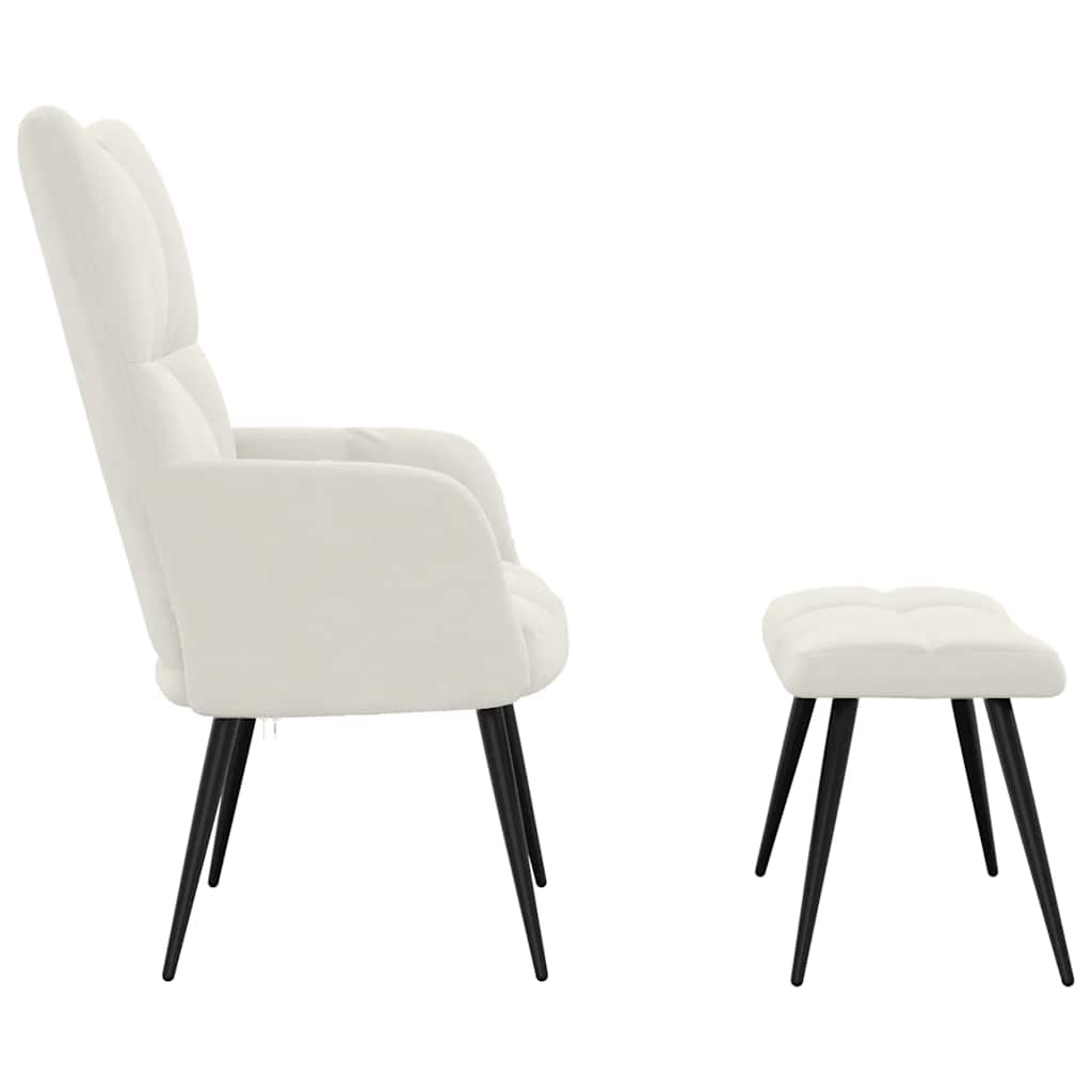 vidaXL Relaxsessel mit Hocker Cremeweiß Samt