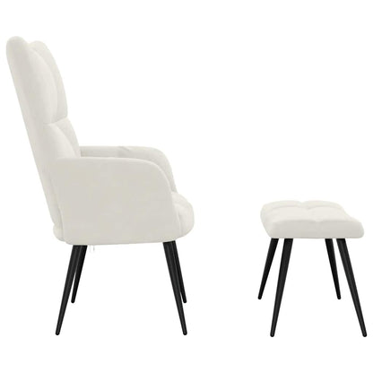 vidaXL Relaxsessel mit Hocker Cremeweiß Samt
