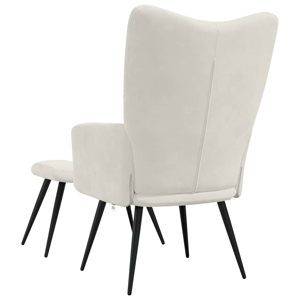 vidaXL Relaxsessel mit Hocker Cremeweiß Samt