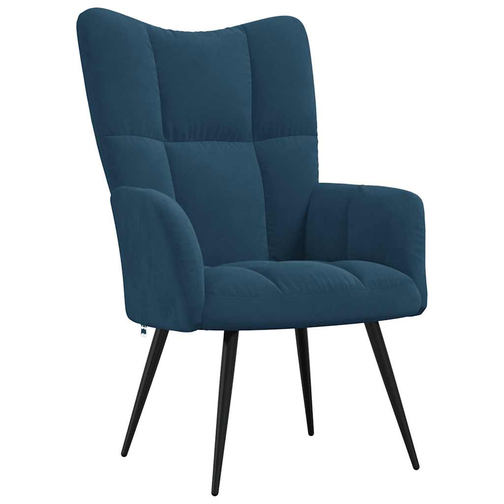 vidaXL Relaxsessel mit Hocker Blau Samt