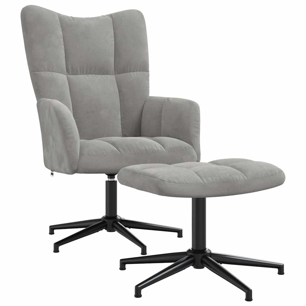 vidaXL Fauteuil relax avec repose-pieds velours gris clair