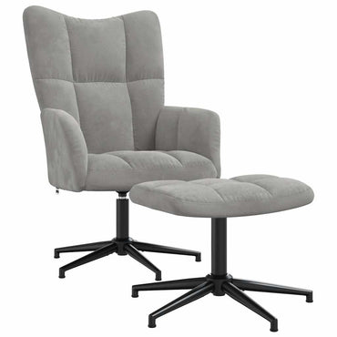 vidaXL Fauteuil relax avec repose-pieds velours gris clair
